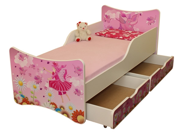 NELLYS Dětská postel se zábranou a šuplík/y Víla - 180x90 cm