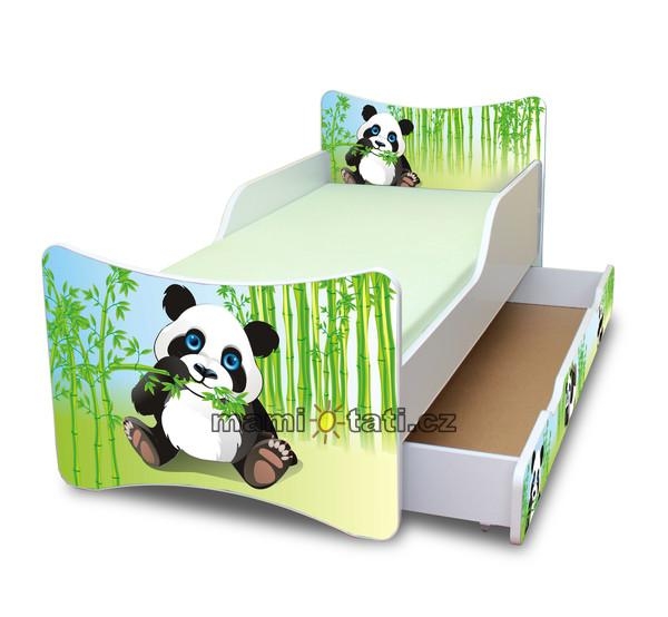 NELLYS Dětská postel se zábranou a šuplík/y Panda - 160x90 cm