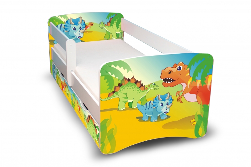 NELLYS Dětská postel s bariérkou a šuplíkem Filip - Dino II - 180x80 cm