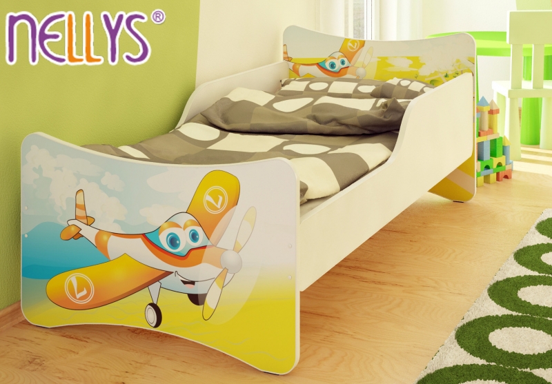 NELLYS Dětská postel se zábranou Letadlo - 200x90 cm