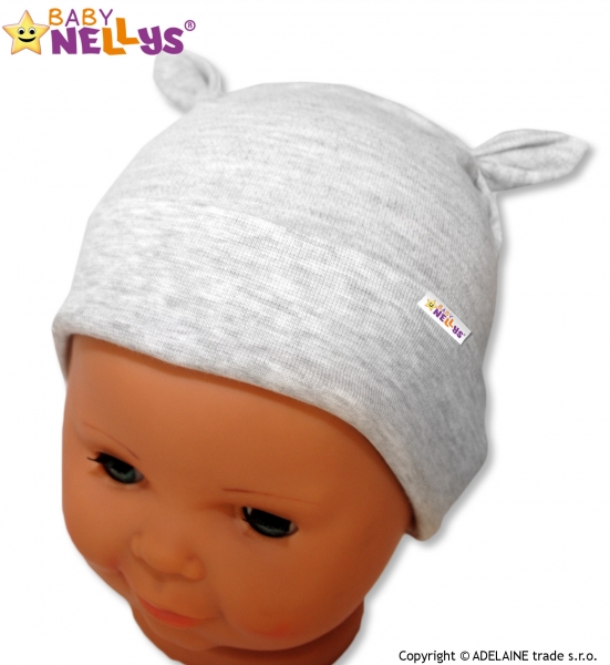 Čepička Baby Nellys ®OUŠKO - šedá-melírek