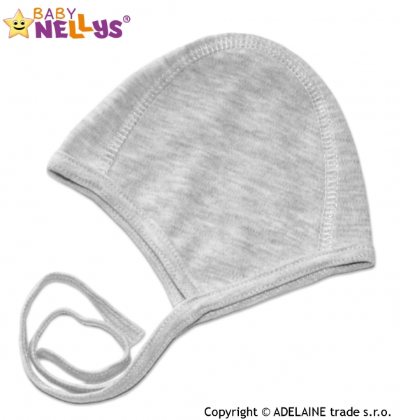 Novorozenecká čepička na zavazování Baby Nellys® - šedá (melírek)