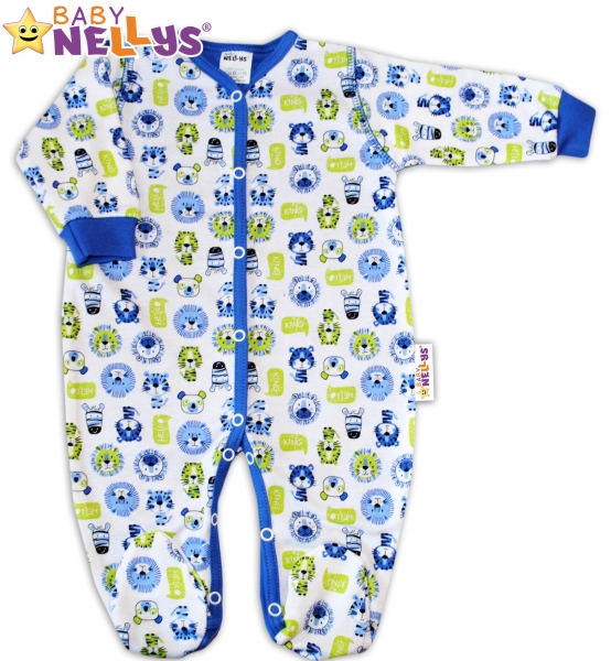 Overálek Hello LION Baby Nellys ® - modrý lem